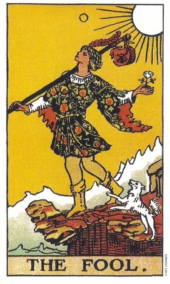 Waite-Tarot-0-THE FOOL