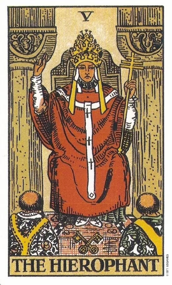 Waite-Tarot-V-THE HIEROPHANT