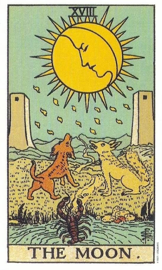 Waite-Tarot-XVIII-THE MOON