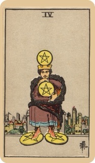 偉特塔羅牌色彩學 - 錢幣四