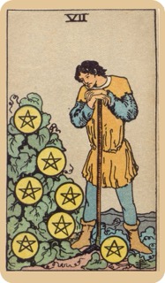 偉特塔羅牌色彩學 - 錢幣七