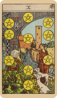 偉特塔羅牌色彩學 - 錢幣十