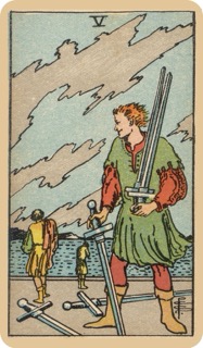 偉特塔羅牌色彩學 - 寶劍五