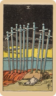 偉特塔羅牌色彩學 - 寶劍十