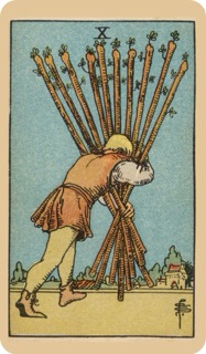 偉特塔羅牌色彩學 - 權杖十